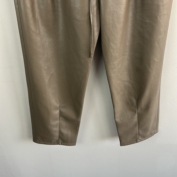 Zara Brown Faux Vegan Leather The Weekend Trouser Pants Size Medium - Picture 7 of 16